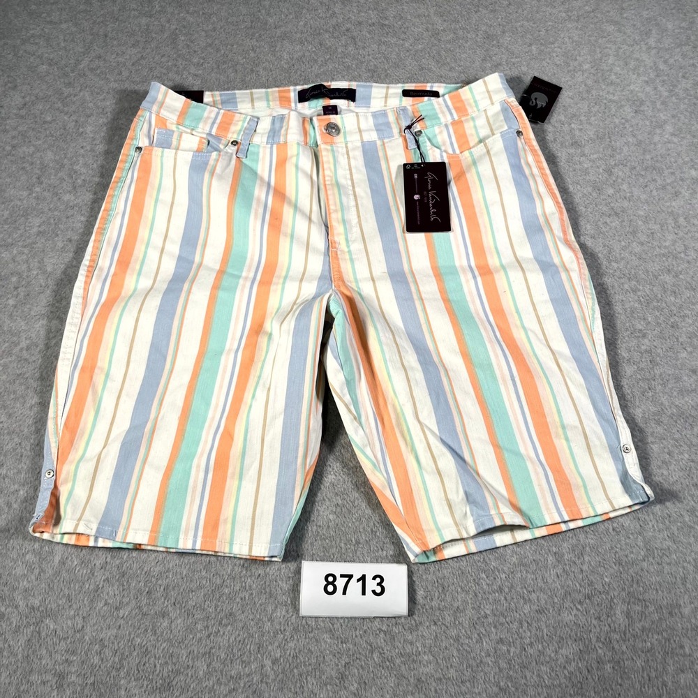 Gloria Vanderbilt Bermuda Shorts Womens 18 Multicolor Springtime Stripe Mid Rise